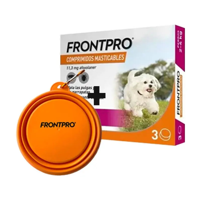 Desparasitador Frontpro para cães, 3 Tabletes mastigáveis 2-4 Kg (S)