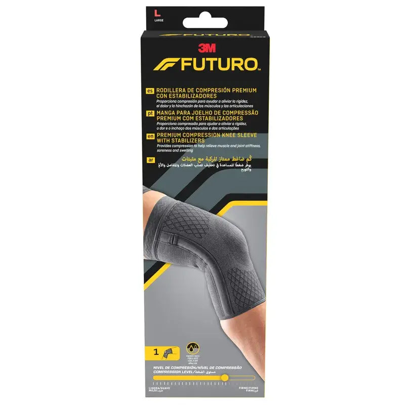 Joelheira de compressão Futuro™ Premium com estabilizadores L (43,1 - 49,5 Cm), 1 unidade