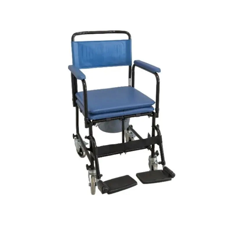 Cadeira dobrável estofada García 1880 com rodas e apoio para os pés