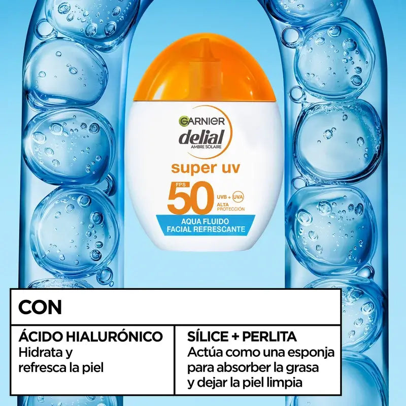 Garnier Delial Água Refrescante Fluido Facial Spf 50 Invisível, 40 ml
