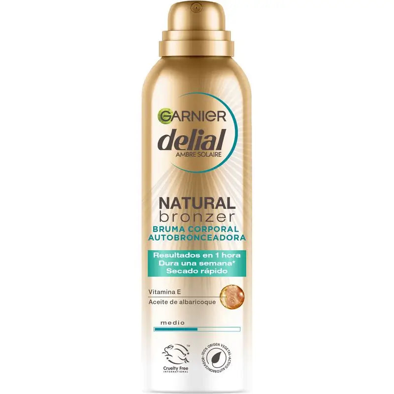 Garnier Delial Natural Bronzer Névoa Autobronzeadora com Óleo de Alperce para Corpo e Rosto, 150 ml