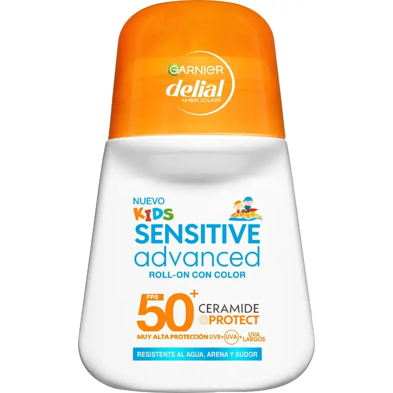 Garnier Delial Delial Sensitive Advanced Kids Roll-On Com Cor Fps 50+, 50 ml