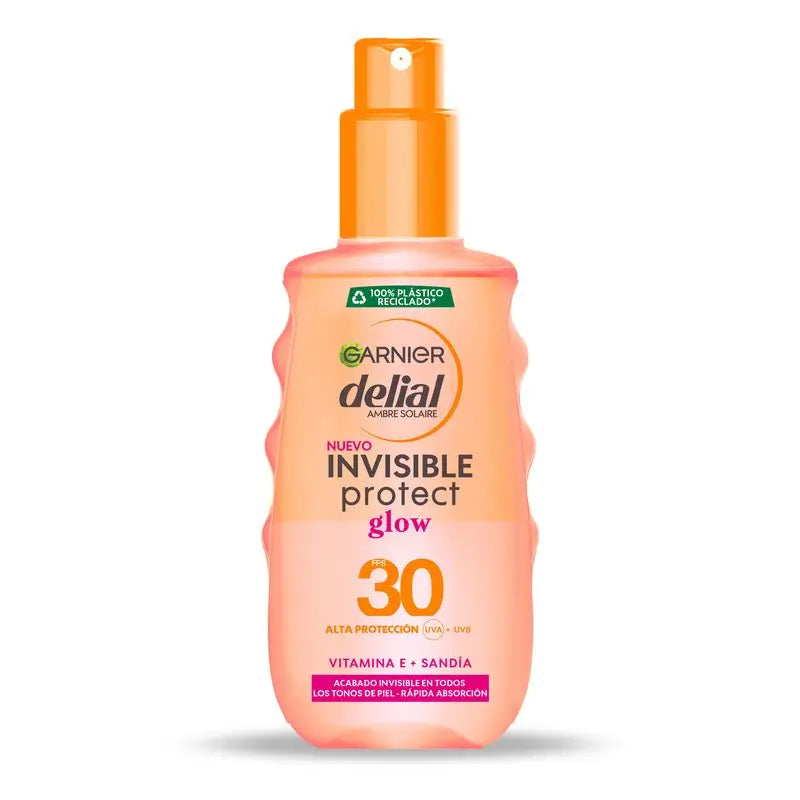 Garnier Delial Spray Solar Invisible Protect Glow SPF 30 com Vitamina E e Extrato de Melancia , 150 Ml