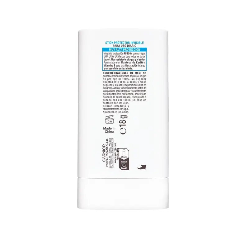 Garnier Delial Super Uv Stick Fps50+ Invisible 8H Hidratante, 18 gr