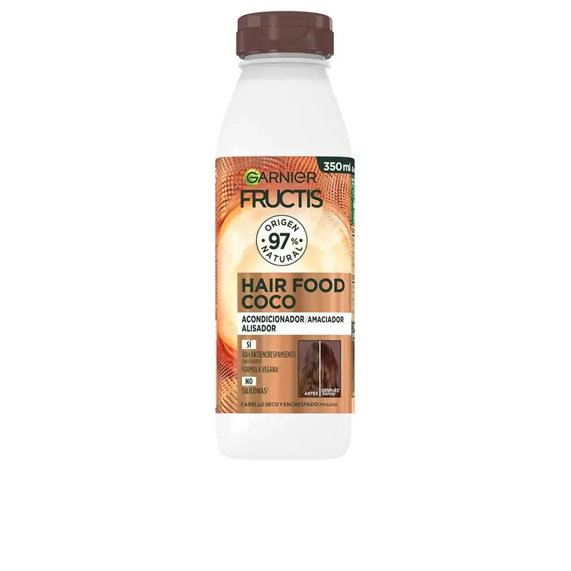 Garnier Fructis Hair Food Condicionador Alisador Coco 350ml Para Cabelos Secos e Encrespados