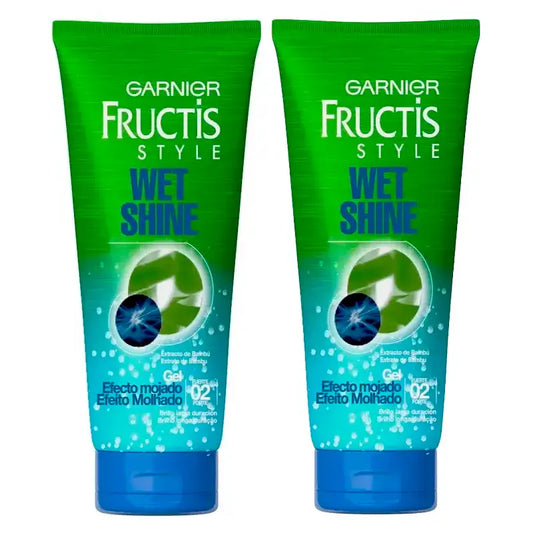 Garnier Fructis Style Gel Brilho Húmido Efeito Húmido, Embalagem 2 x 250 Ml