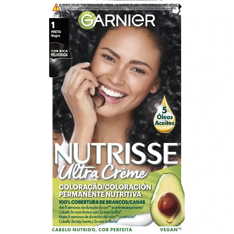 Garnier Nutrisse Nutritive Coloração Permanente Nutritiva Sombra 1 Preto , 160 ml