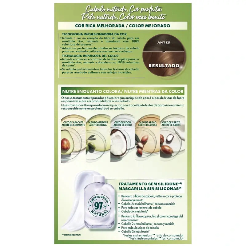 Garnier Nutrisse Permanent Colour Coloração Permanente Castanho Chocolate Tonalidade 5,35 , 160 ml