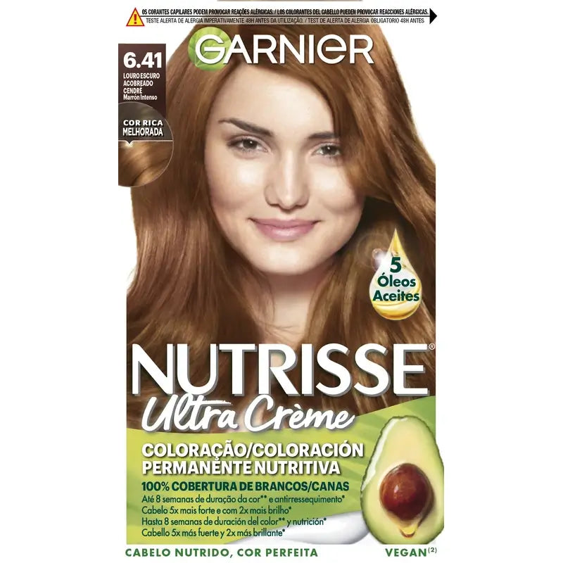 Garnier Nutrisse Coloração Permanente Cor Castanha Intensa Tonalidade 6,41 , 160 ml