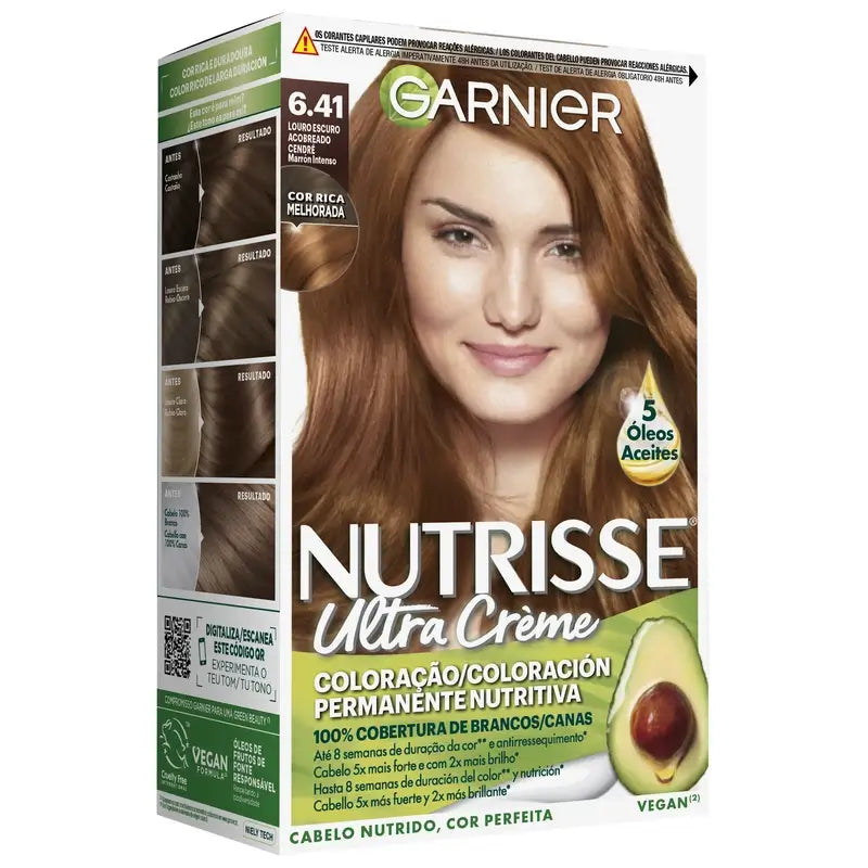 Garnier Nutrisse Coloração Permanente Cor Castanha Intensa Tonalidade 6,41 , 160 ml