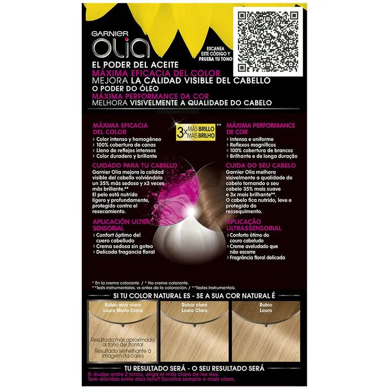 Garnier Olia Coloração Permanente sem amoníaco: louro dourado muito claro 9.3, óleos florais, aroma agradável