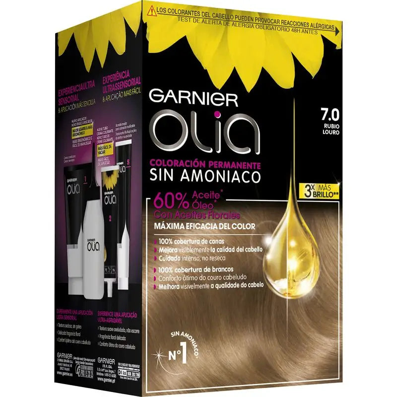 Garnier Olia Coloração Permanente sem amoníaco: louro 7.0, óleos florais, aroma agradável