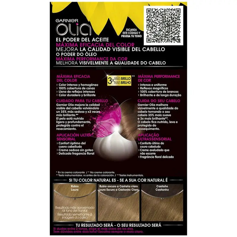 Garnier Olia Coloração Permanente sem amoníaco: louro 7.0, óleos florais, aroma agradável
