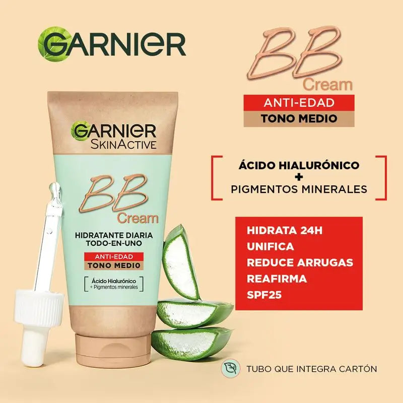 Garnier Skinactive Bb Creme Anti-Idade Tom Médio. Hidratante Tudo Em Um Com Cor Spf15, 50Ml