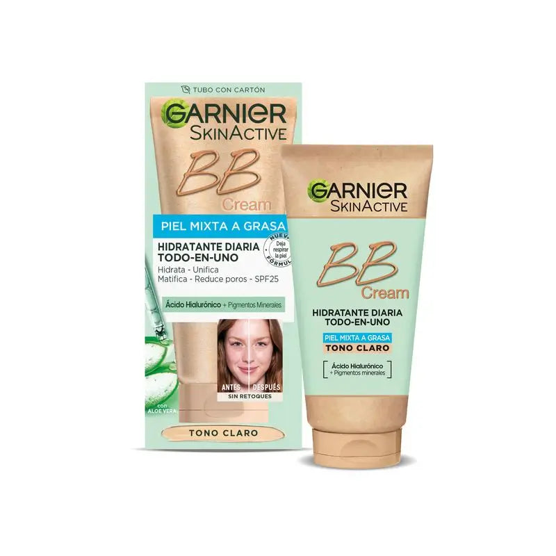 Garnier Skinactive Creme BB matificante para peles mistas a oleosas de tons claros a médios com SPF 25. 50 ml