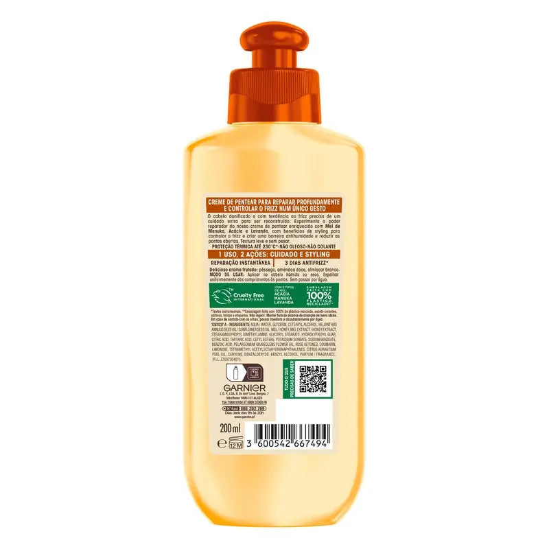 Garnier Ultra Doux 2 em 1 Creme de Pentear Reparador Anti-Frizz, 200 ml