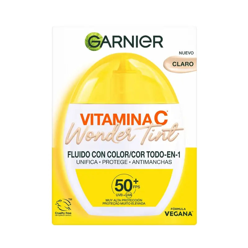 Garnier Proteção Diária UV Vitamina C Tonalidade Maravilhosa Spf50+, Tom Claro , 40 ml