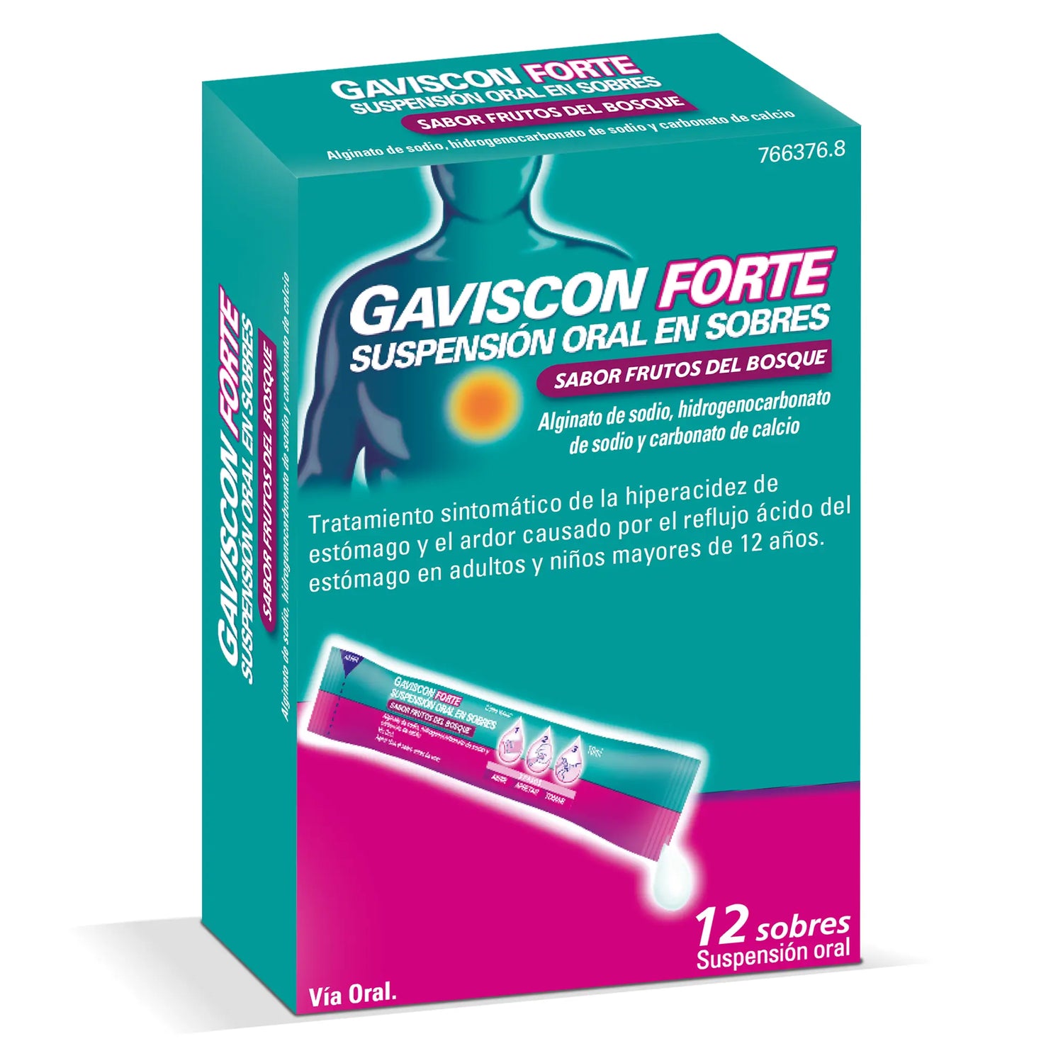 Gaviscon Forte Suspensão Oral Frutos do Bosque, 12 saquetas