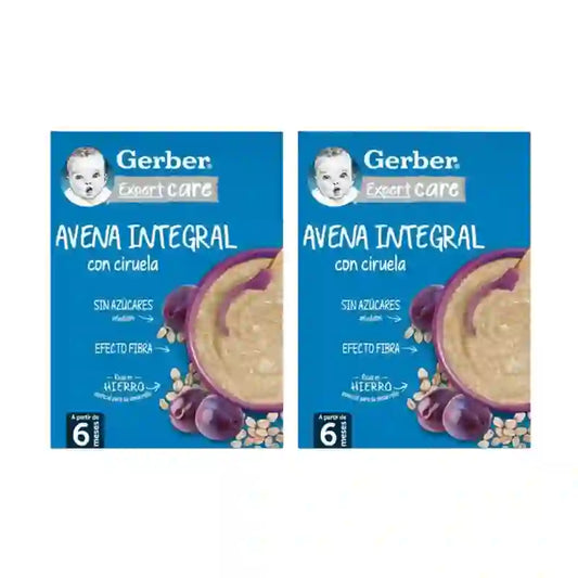 Gerber Papas de Aveia e Ameixa, 2X250 Gr
