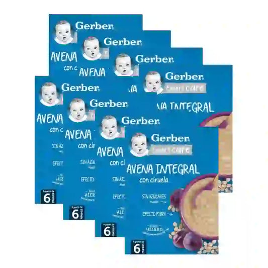 Gerber Papas de Aveia e Ameixa, 8X250 Gr