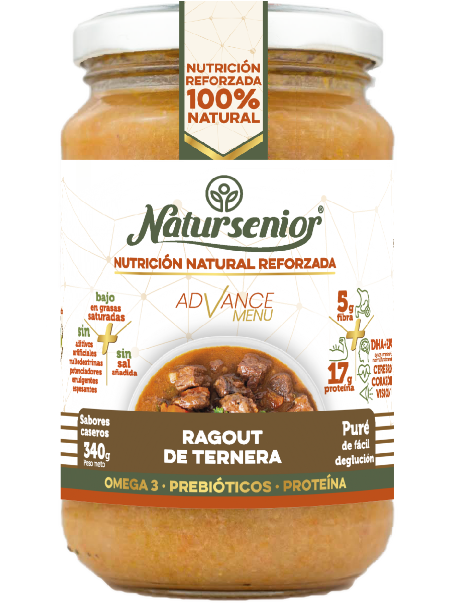 Natursenior Adultos Puré de Carne com Omega 3 Dha+Epa, Prebióticos e Proteína. , 340 gr