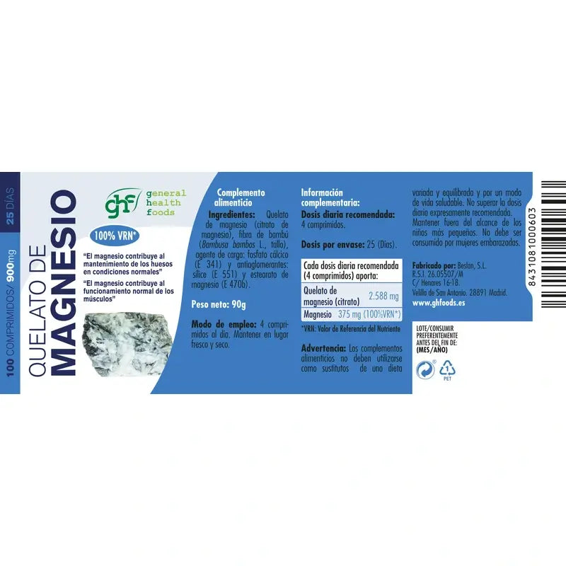 Ghf Magnésio Quelato 100 Comprimidos