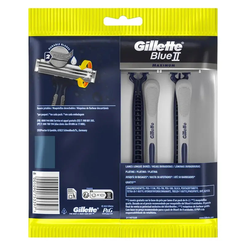 Gillette Blue Ii Max lâminas de barbear descartáveis X10, 2 lâminas gel lubrificante