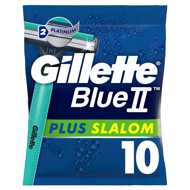 Gillette Blue Ii Plus Slalom Lâminas de barbear descartáveis, 10 unid.
