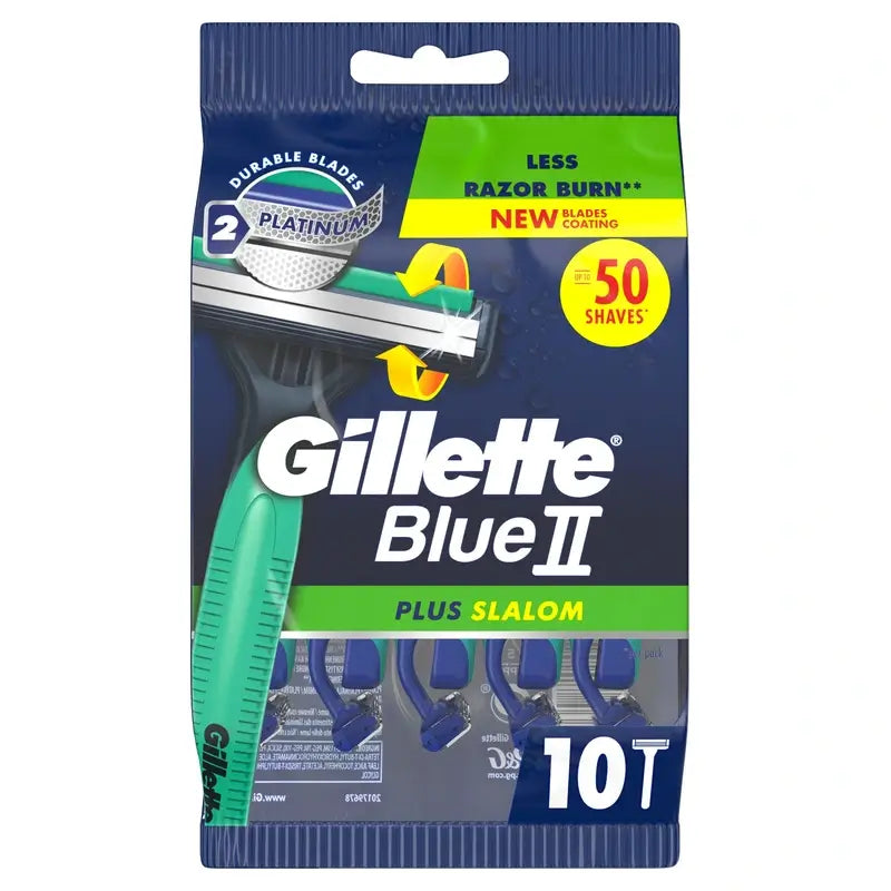Gillette Blue Ii Plus Slalom Lâminas de barbear descartáveis, 10 unid.