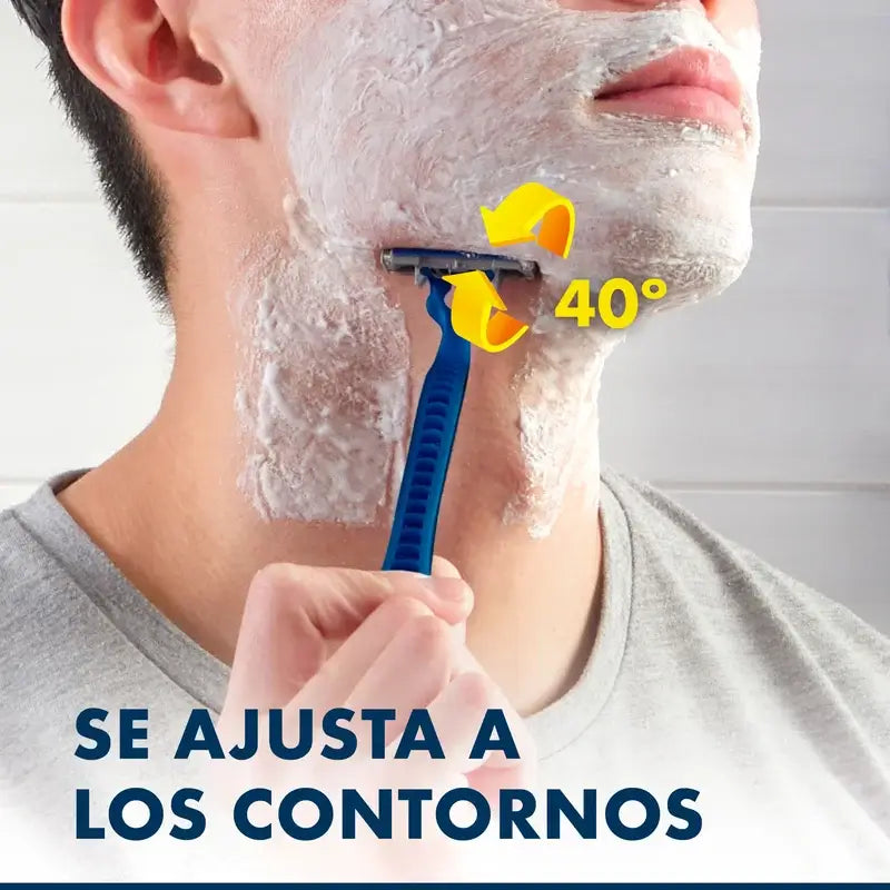 Gillette Blue3 Smooth 8+4 Lâminas de barbear descartáveis para homem, cabeça giratória de 40° e fita lubrificante, 12 unidades.
