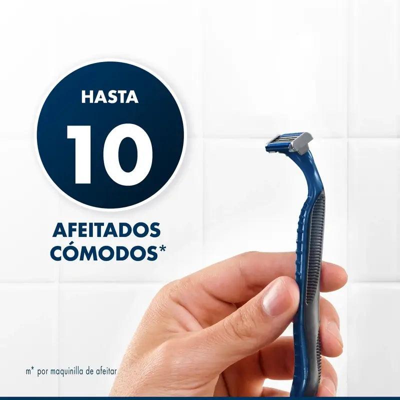 Gillette Blue3 Smooth 8+4 Lâminas de barbear descartáveis para homem, cabeça giratória de 40° e fita lubrificante, 12 unidades.
