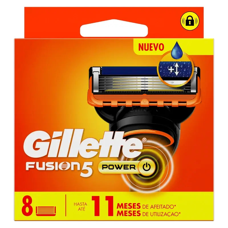 Gillette Fusion5 Power, recarga de lâmina de barbear, 8 unid.