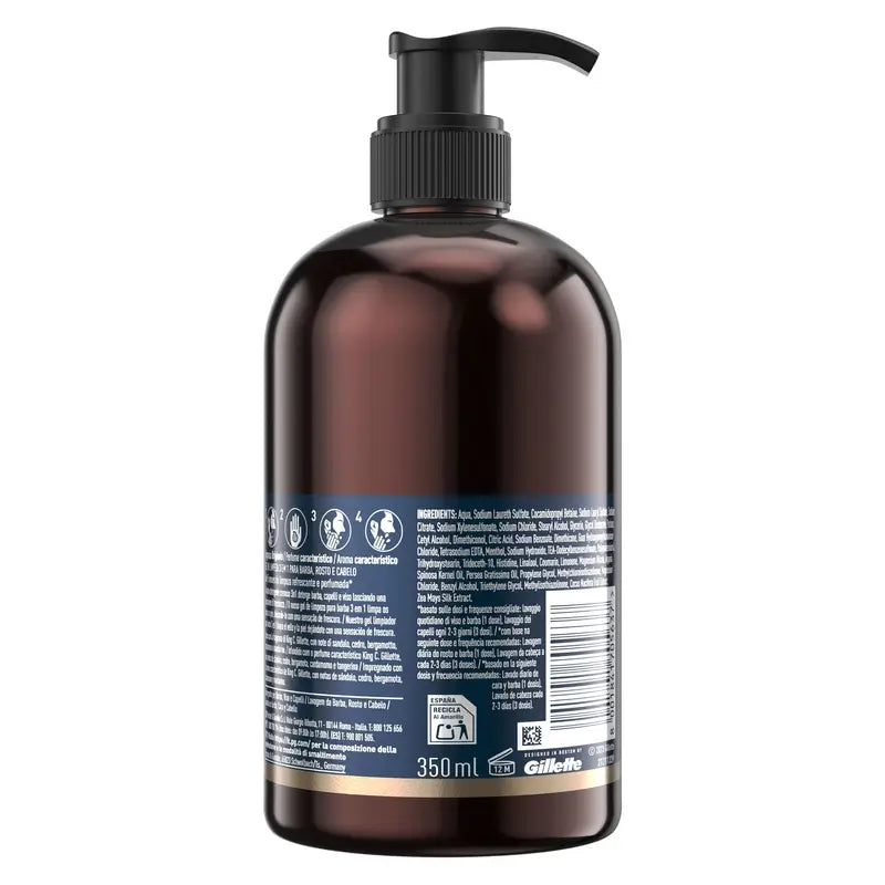 Gillette King C. Gel para a barba e rosto , 350 ml