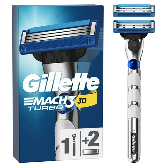Navalha de barbear para homem Gillette Mach3 Turbo + 2 recargas