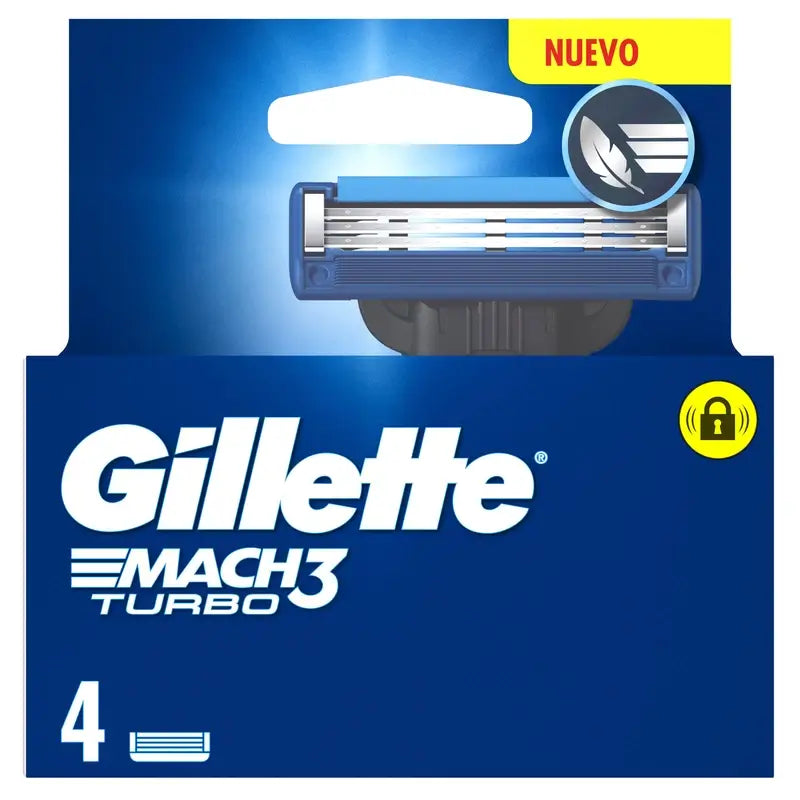 Gillette Mach3 Turbo Recargas para máquinas de barbear para homem , 4 unid.