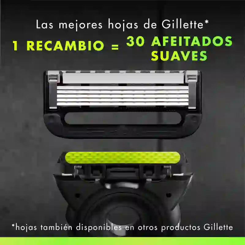 Máquina esfoliante em barra Gillette + 5 recargas + base