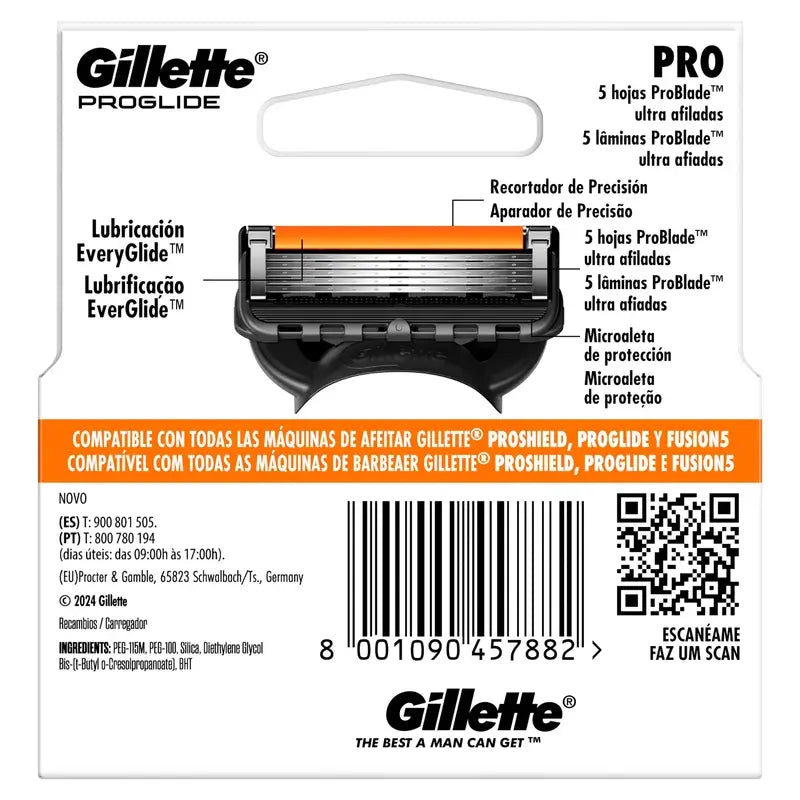 Gillette Proglide Men's Razor Refills, 4 pcs.