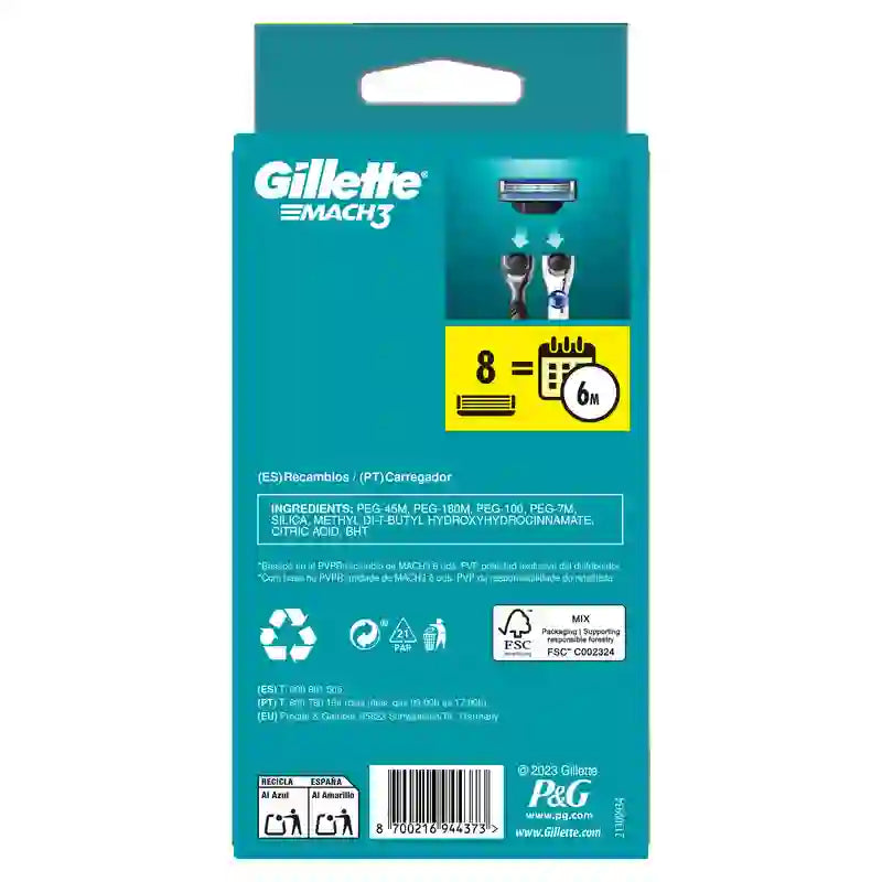Gillette Mach3 Recarga, 7+1 Recargas