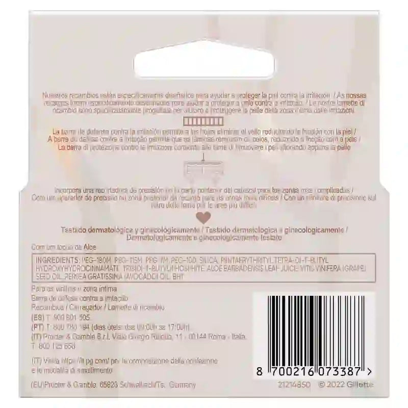 Gillette Intimate & Groin Refills, 4 recargas