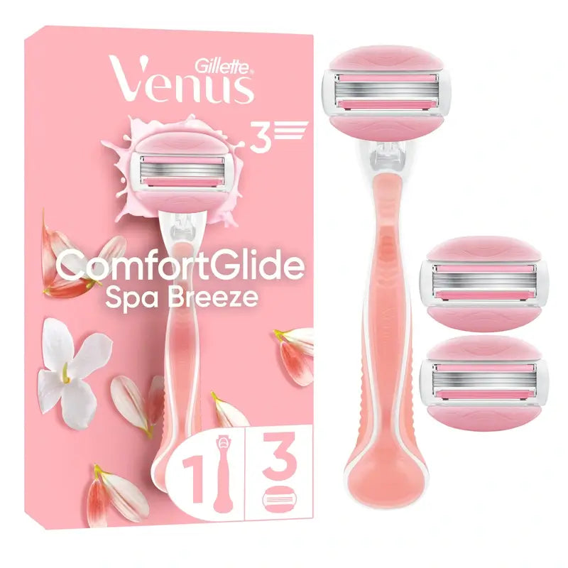 Gillette Venus Comfortglide Spa Breeze Navalha de depilação feminina, 1 cabo + 3 recargas