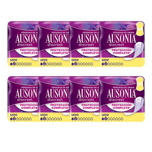Ausonia Pack Discreet Women's Urine Loss Pads Mini, 8 x 24 unidades