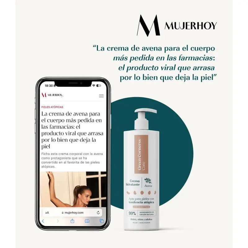 Green Cornerss Creme Hidratante de Aveia, 2 x 280 ml