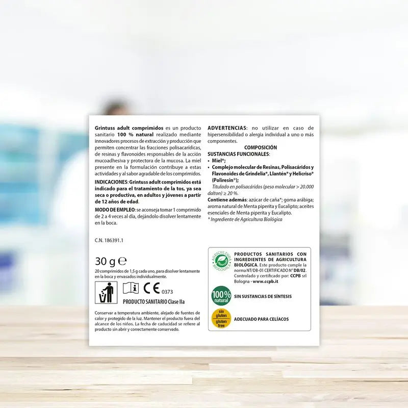 Aboca Grintuss Adultos Tosse Seca e Produtiva, 20 Comprimidos