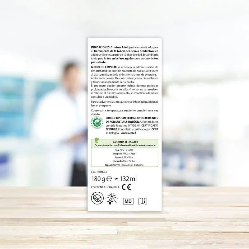 Aboca Grintuss Xarope para a Tosse Seca e Produtiva para Adultos, 180 g