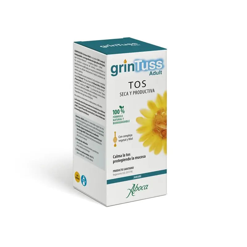 Aboca Grintuss Xarope Adulto Tosse Seca e Alívio da Tosse Produtiva, Hidratação e Remoção de Muco, 180g