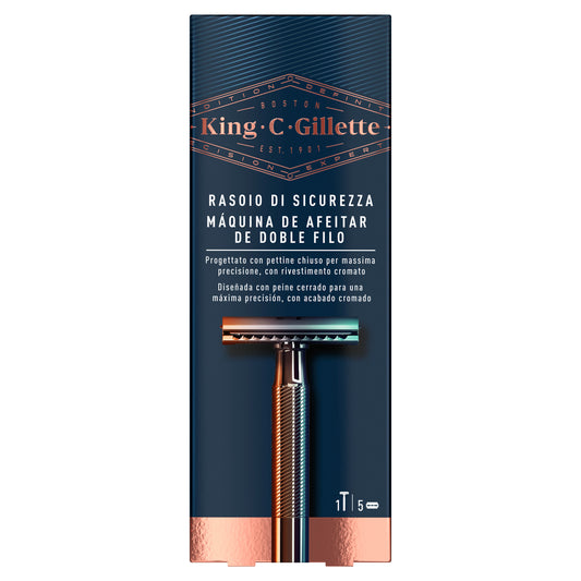 Gillette King C. Lâmina de barbear de dois gumes + 5 lâminas
