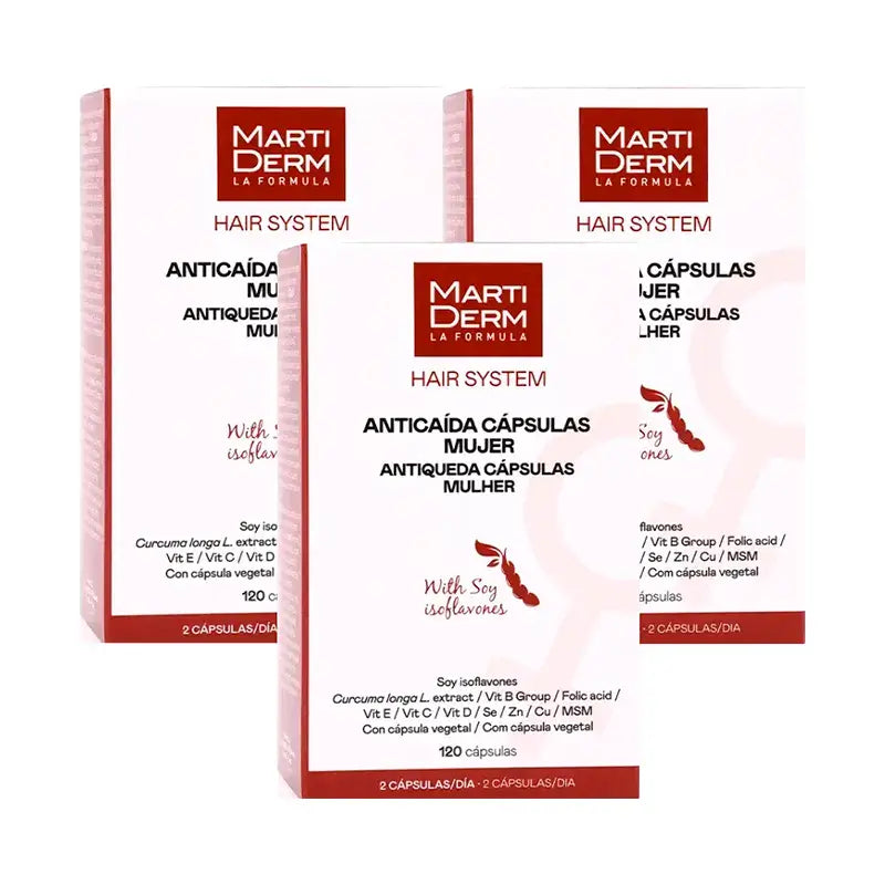 Hair System Cápsulas Anti-queda de Cabelo para Mulheres, Embalagem 3 x 120 unidades