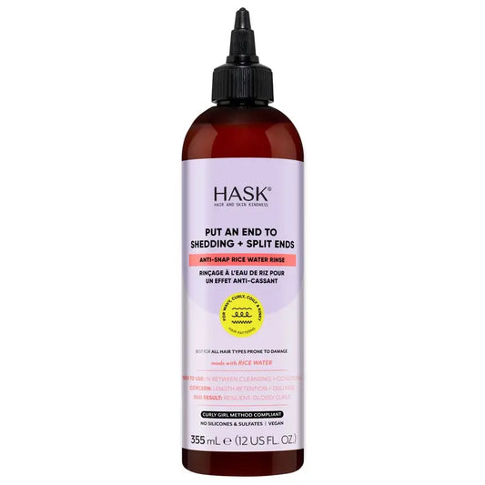 Hask Solução Anti-queda de Cabelo com Textura de Água de Arroz , 355 ml