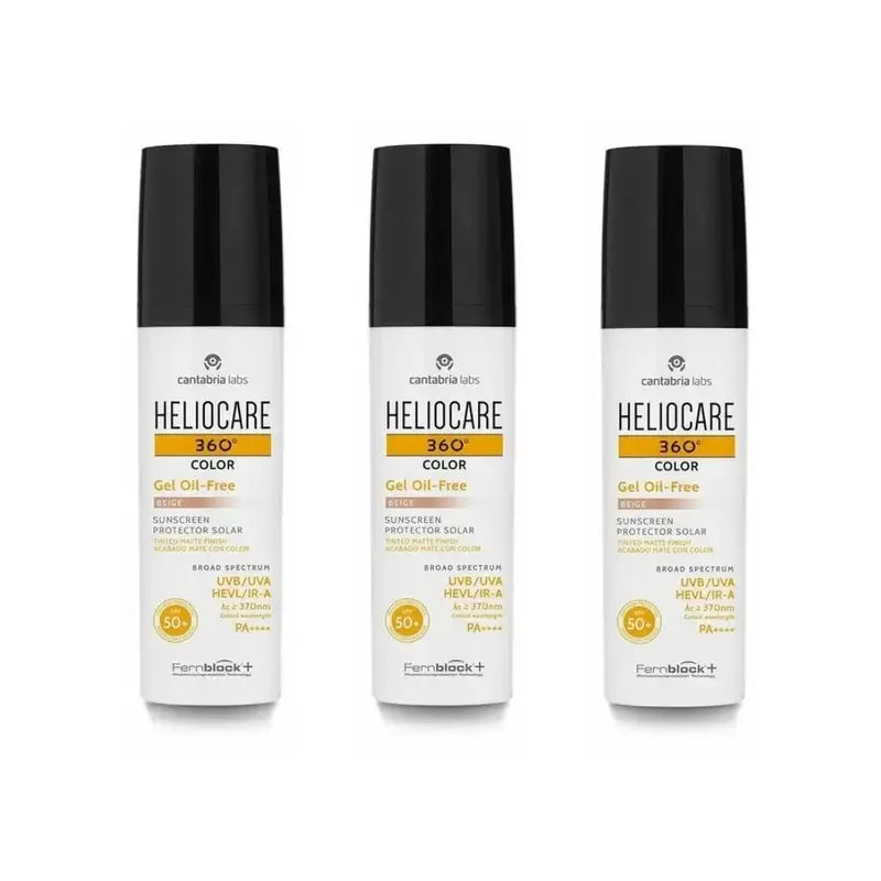 Heliocare 360º Colour Gel Bege Sem Óleo Spf 50+, 3X50 Ml