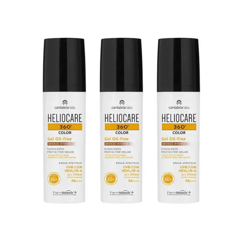 Heliocare 360° Colour Gel Sem Óleo Spf 50+ Bronze Tonalidade Intensa, 3X50 Ml